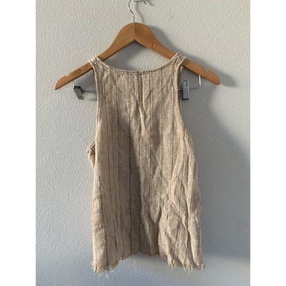 Anthropologie "DREW" Linen Fringe Bottom Tank Top - Picture 4 of 7